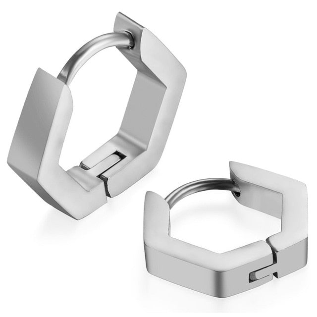 Geometric Hoop Earrings (Stainless Steel)
